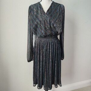 New Lane Bryant Womens 14/16 Lurex Blouson-Sleeve Shimmer‎ Crinkle Knit Dress